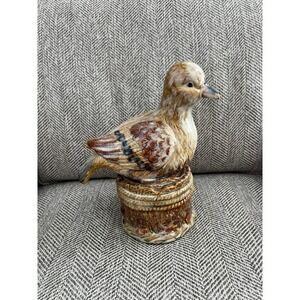 Vintage style ceramic bird dove on‎ pedestal statue figurine signed gloss 11"